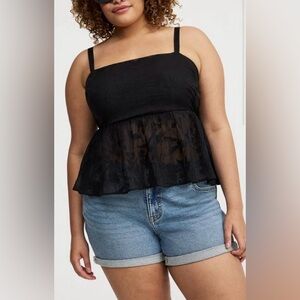 Torrid Black Peplum Burnout Cami